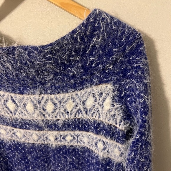 Anthropologie Sleeping On Snow Faroe Off Shoulder Sweater Blue Small - Picture 10 of 12